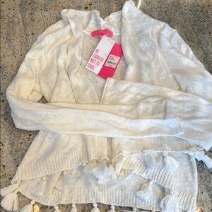 Lilly Pulitzer Cream white faretta cardigan with Ruffle Detail